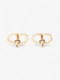 Christian Dior Petit CD Stud Earrings with White Crystals Gold Base Metal