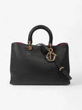 Christian Dior Diorissimo Satchel Black Calfskin Leather Large