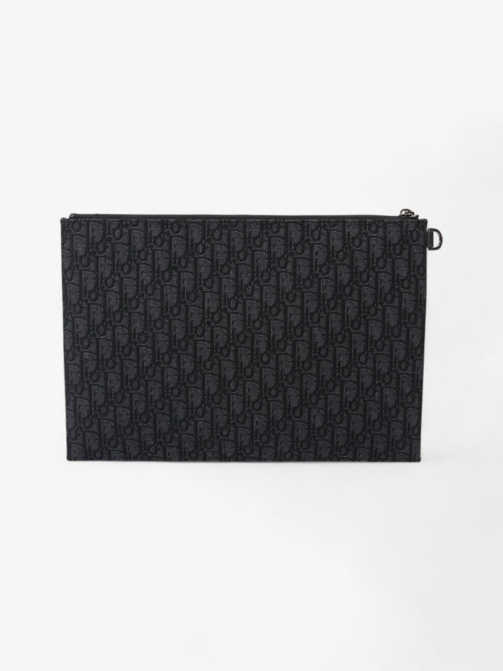 Christian Dior A4 Pouch Black Oblique Cotton