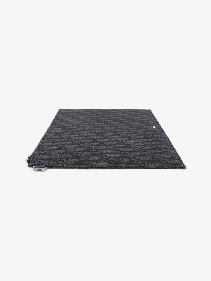 Christian Dior A4 Pouch Black Oblique Cotton