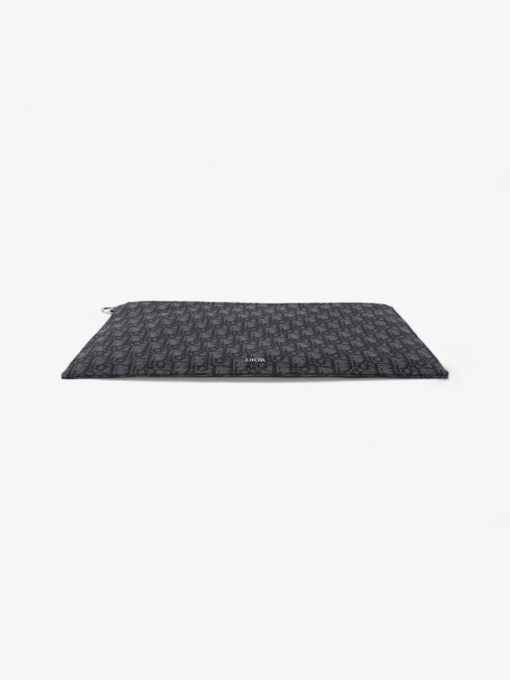 Christian Dior A4 Pouch Black Oblique Cotton
