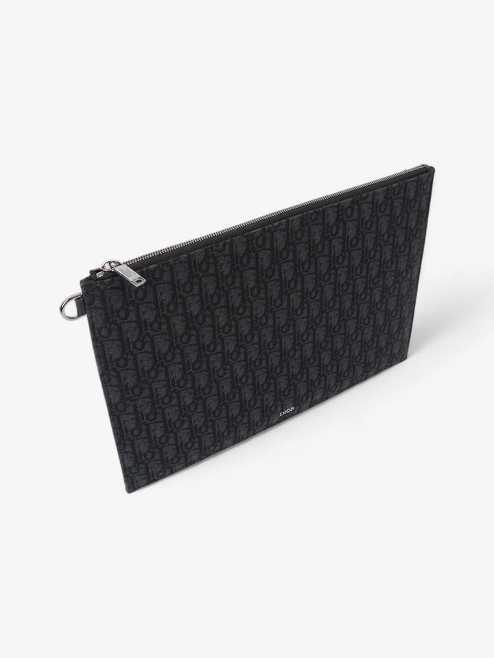 Christian Dior A4 Pouch Black Oblique Cotton