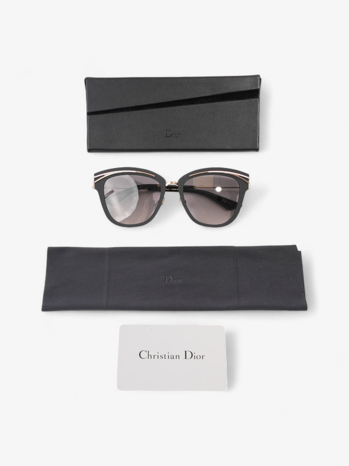 Christian Dior Matte Framed Sunglasses Black / Gold Acetate 140mm