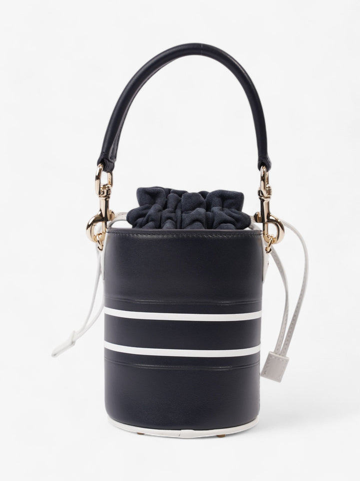 Christian Dior Vibe Bucket Bag Navy Blue / White Leather Micro