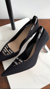 Dior J'ADior Fabric Curved Leather Heel Pumps - 40