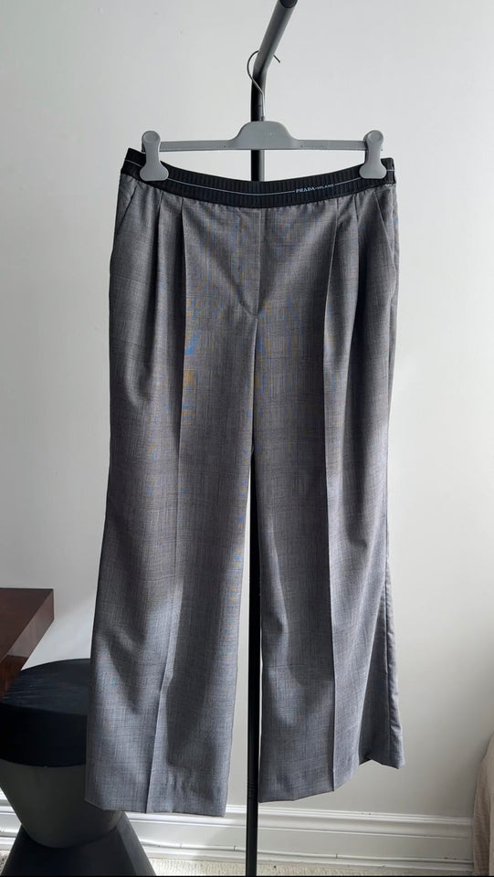 Prada Grey Check Trousers with Logo Band - IT46 / USA 10 / L