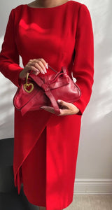 Christian Dior Red Silk Crepe Peplum Dress - FR42 / 10