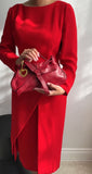 Christian Dior Red Silk Crepe Peplum Dress - FR42 / 10