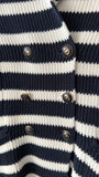 Christian Dior Cotton Stripe Sweater Jacket with CD Buttons - 6 (S/M)