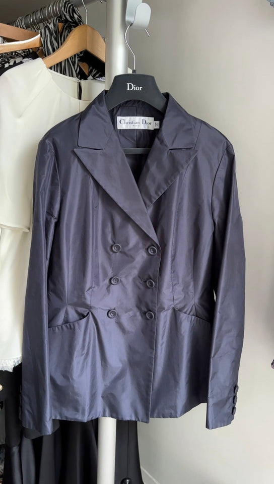 Christian Dior Midnight Navy Silk Taffeta Vintage Style Jacket - FR42 / 10