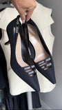 Dior J'ADior Fabric Curved Leather Heel Pumps - 40