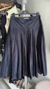 Christian Dior Midnight Navy Tulle Swiss Dot Pleat Skirt - 30" waist