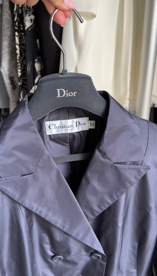 Christian Dior Midnight Navy Silk Taffeta Vintage Style Jacket - FR42 / 10