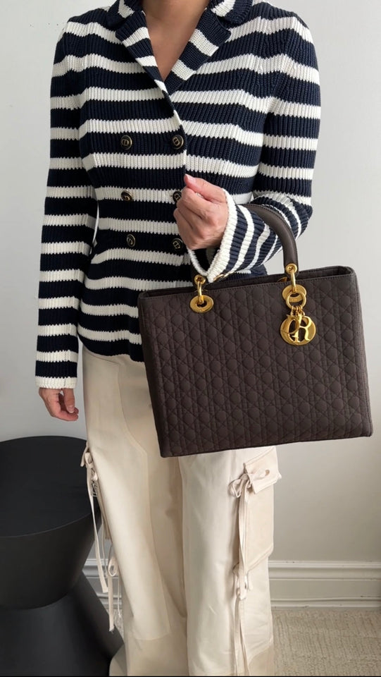 Christian Dior Cotton Stripe Sweater Jacket with CD Buttons - 6 (S/M)