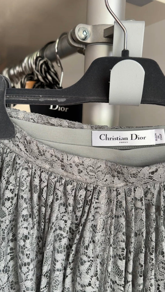 Christian Dior Grey Lace Long Full Skirt - 28" waist