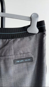 Prada Grey Check Trousers with Logo Band - IT46 / USA 10 / L