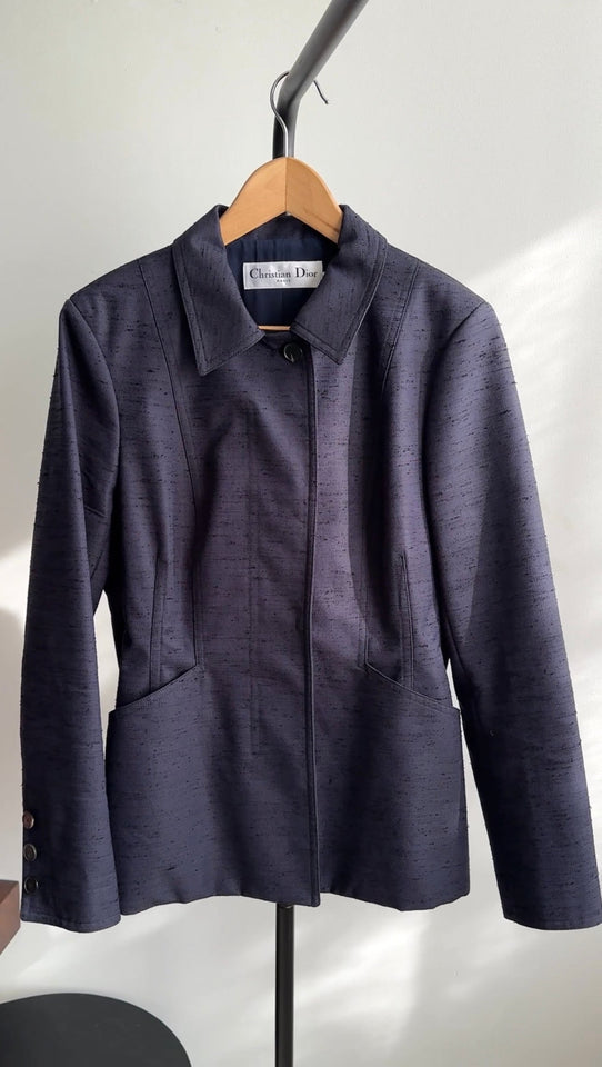Christian Dior Navy Textured Zip Jacket - 8/10