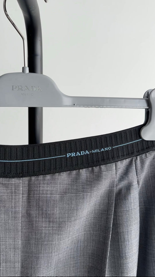 Prada Grey Check Trousers with Logo Band - IT46 / USA 10 / L
