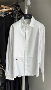 Christian Dior White Collared Tuxedo Bib Shirt - FR40 / 8