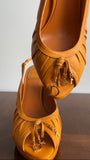 Christian Dior Mustard Yellow Leather Peep Toe Slingback Heels - 8.5
