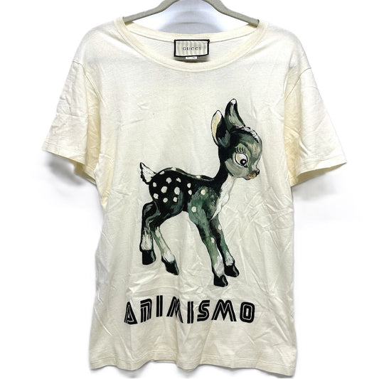 Gucci Short sleeve T-shirt 492347 cotton Ivorytype ANIMISMO Bambi print XS