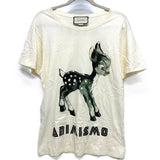 Gucci Short sleeve T-shirt 492347 cotton Ivorytype ANIMISMO Bambi print XS