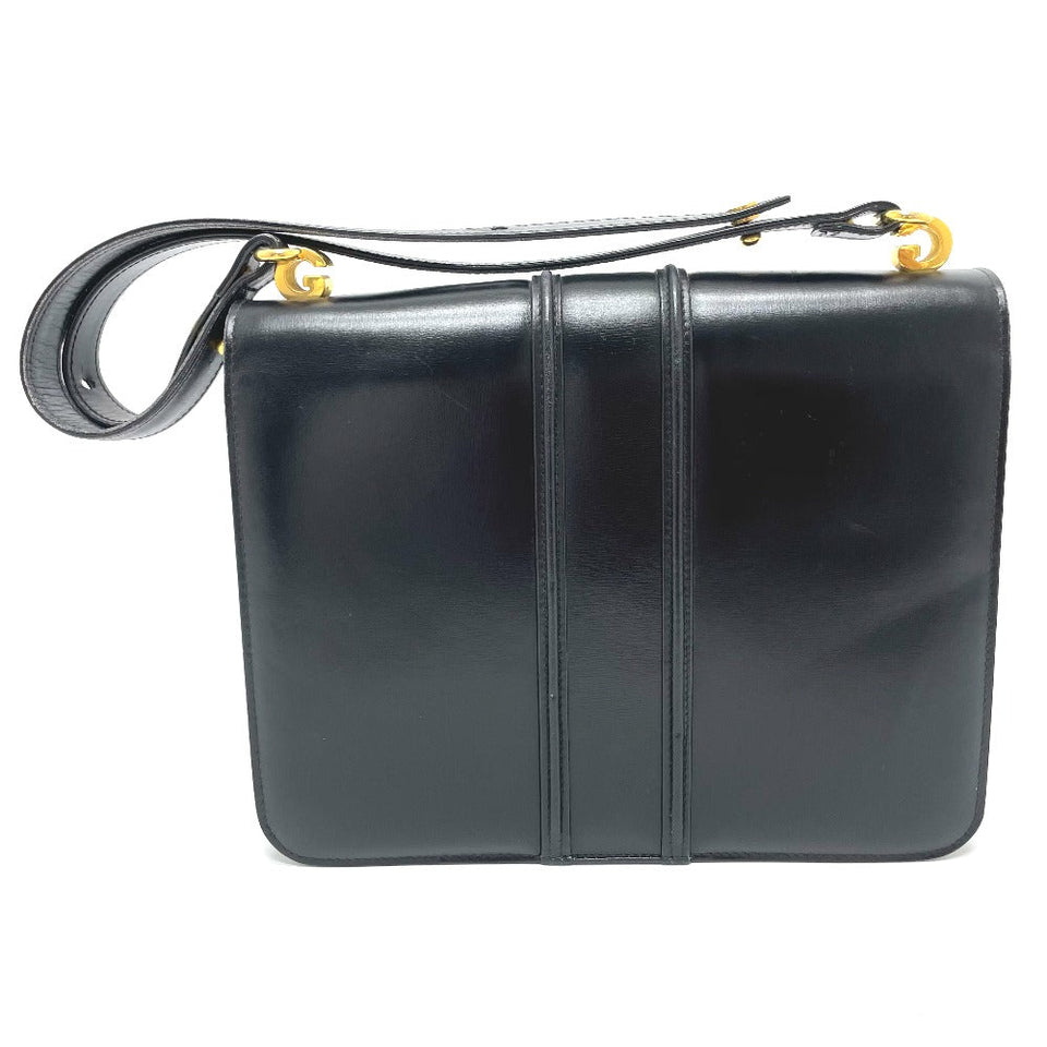 Gucci Shoulder Bag leather black GGMetal Old Gucci Women