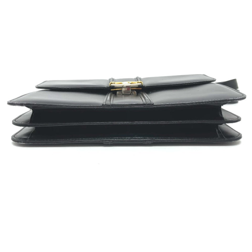 Gucci Shoulder Bag leather black GGMetal Old Gucci Women