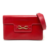 Gucci Shoulder Bag 004-01-0476 leather Red x Gold Metal vintage Old Gucci Women