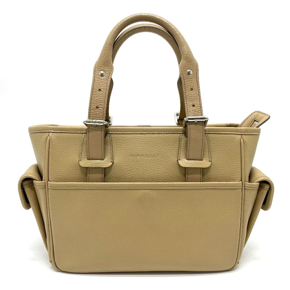 Burberry Handbag leather beige logo Side pocket Women