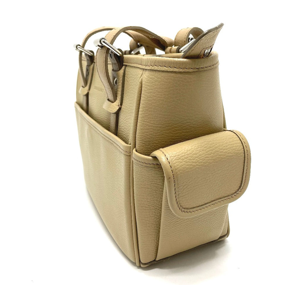 Burberry Handbag leather beige logo Side pocket Women