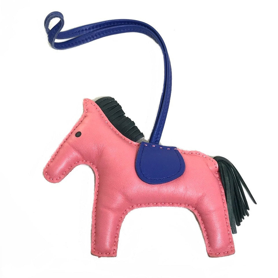 Hermes Bag charm Anyo Miro pink x blue x gray Horse horse Rodeo Charm MM Women