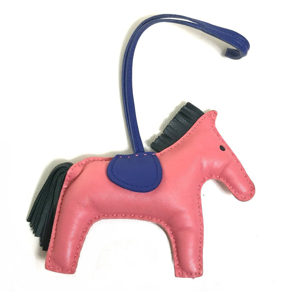 Hermes Bag charm Anyo Miro pink x blue x gray Horse horse Rodeo Charm MM Women