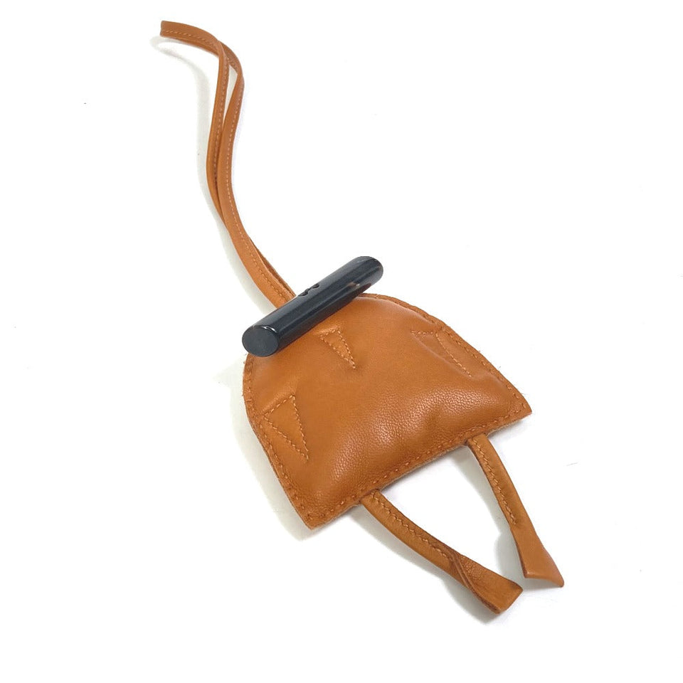 Hermes Bag charm Leather, Buffalo Horn Brown key ring petit h petit h owl