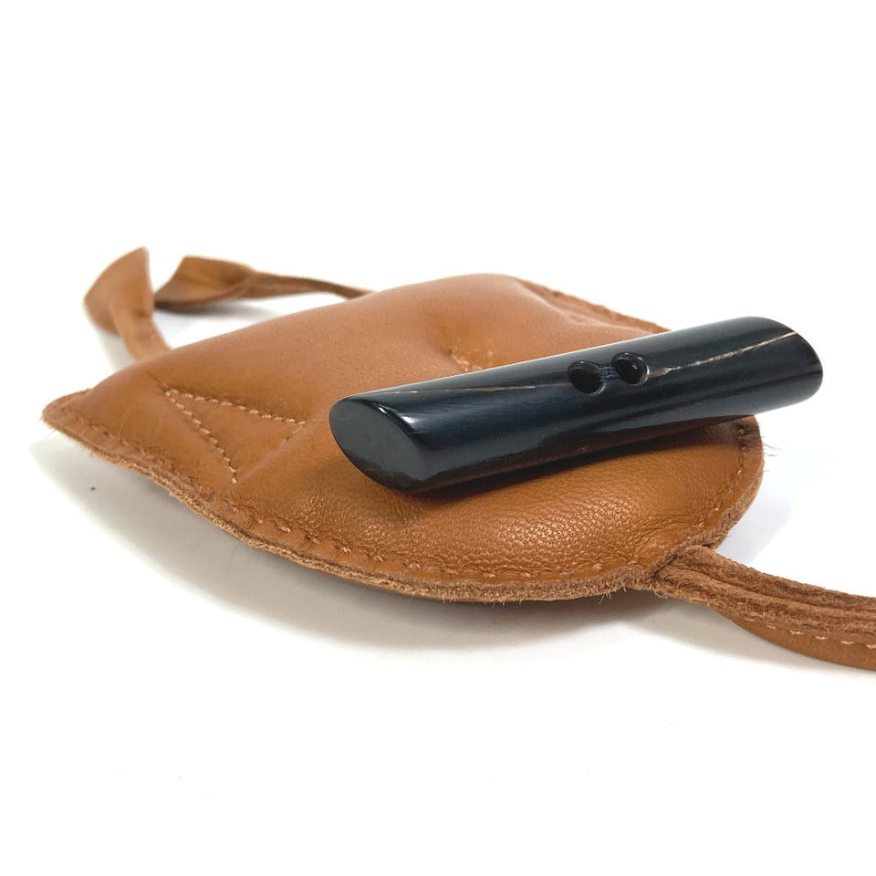 Hermes Bag charm Leather, Buffalo Horn Brown key ring petit h petit h owl