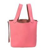 Hermes Handbag Taurillon Clemence pink Pico Tan Lock Ekra PM Women