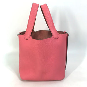 Hermes Handbag Taurillon Clemence pink Pico Tan Lock Ekra PM Women