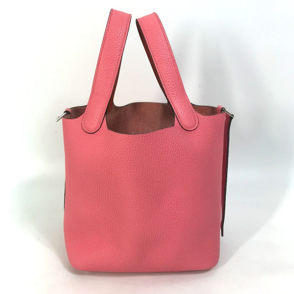 Hermes Handbag Taurillon Clemence pink Pico Tan Lock Ekra PM Women