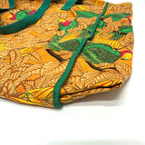 Hermes Tote Bag canvas Orange Parakeet bird pattern Women