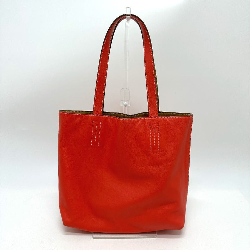 Hermes Tote Bag Leather, Vokissim Orange Doble Sense 28 reversible