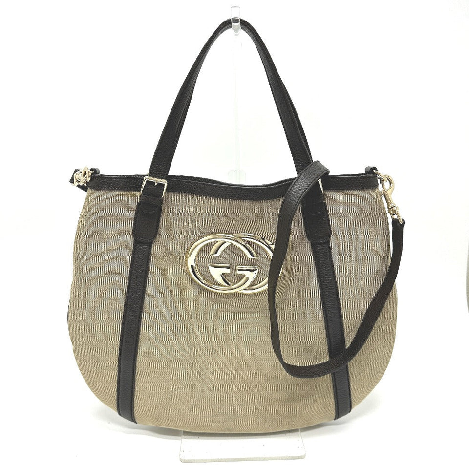 Gucci Tote Bag 290832 Canvas / leather beige GG logo Women