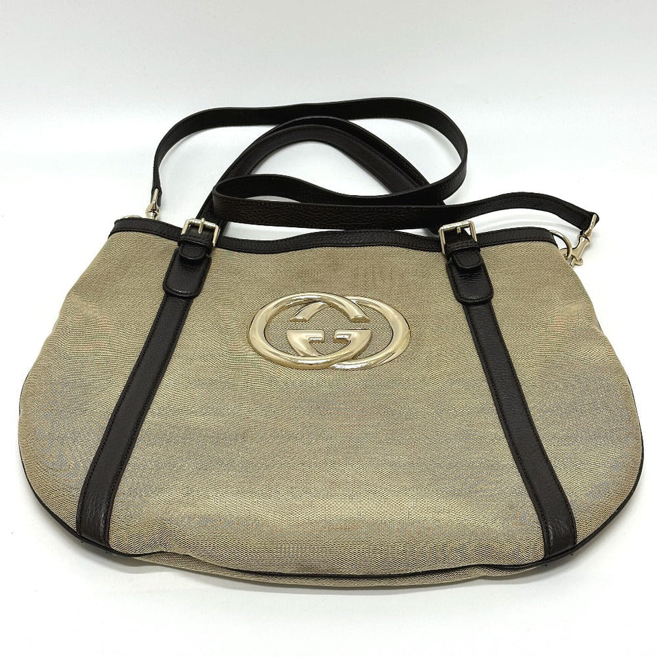 Gucci Tote Bag 290832 Canvas / leather beige GG logo Women