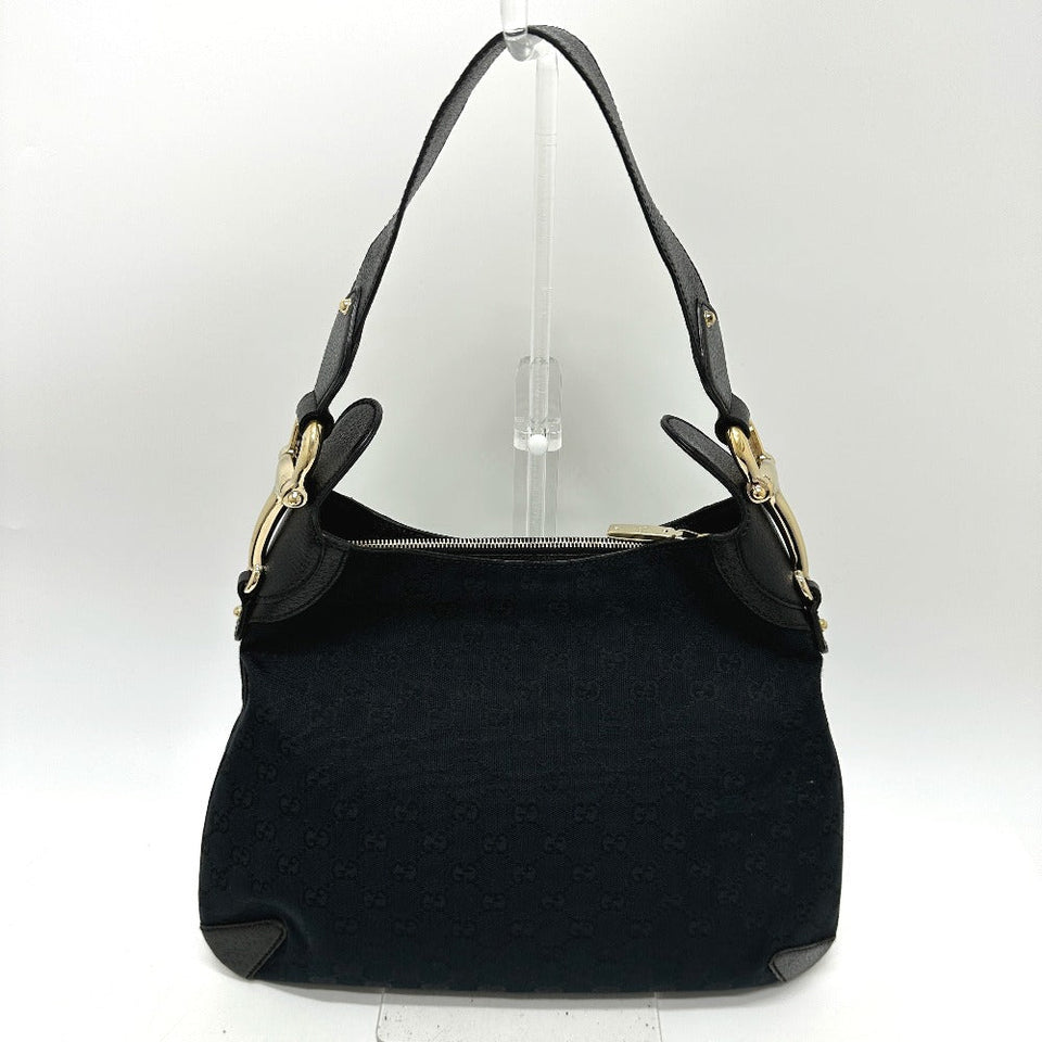 Gucci Handbag 145826 GG canvas / leather black GG Horsebit Women