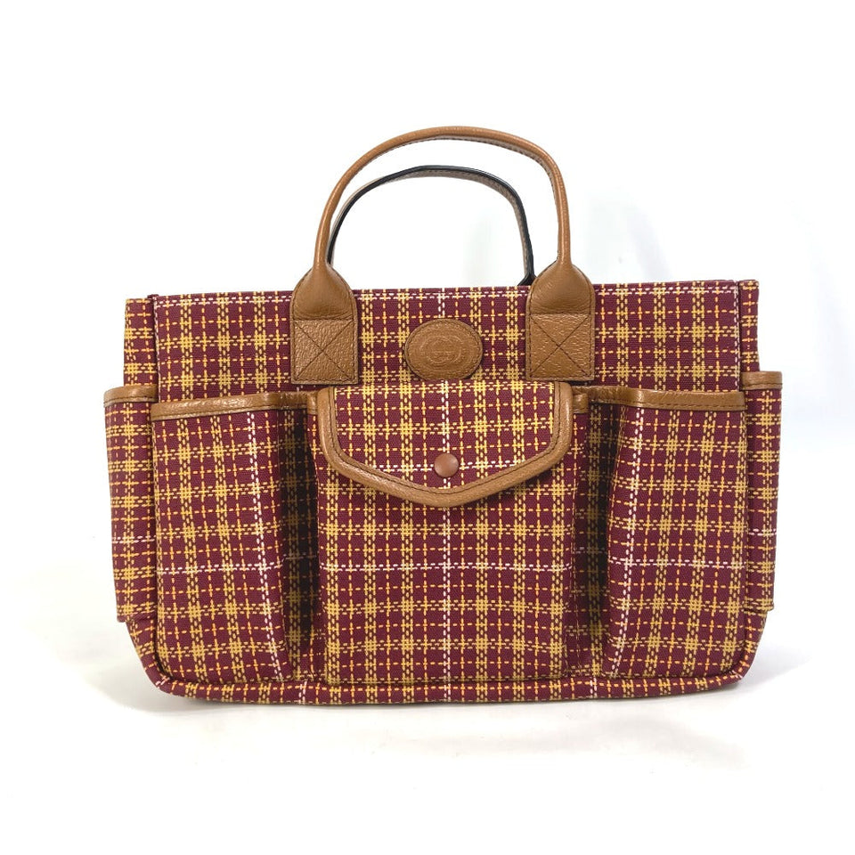 Gucci Handbag 628159 Canvas / leather Brown/Bordeaux type check Chilled license Women
