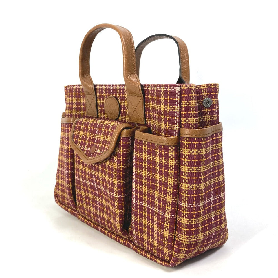 Gucci Handbag 628159 Canvas / leather Brown/Bordeaux type check Chilled license Women