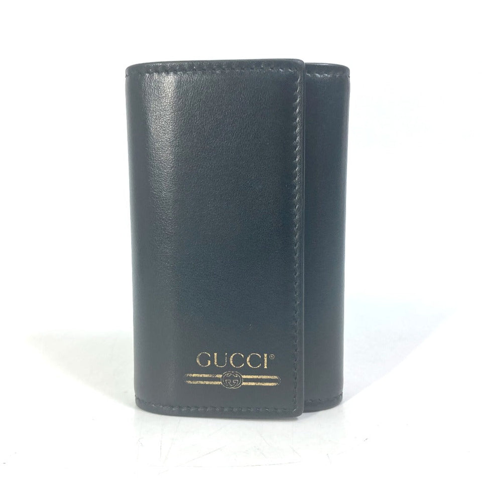Gucci Key case Key holder  547588 leather black logo six hooks key Women