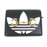Gucci Folded wallet 702248 leather black logo adidas collaboration Shoulder wallet Women