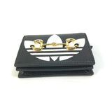 Gucci Folded wallet 702248 leather black logo adidas collaboration Shoulder wallet Women