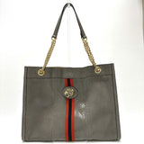 Gucci Tote Bag 537219 leather gray Sherry line raja tiger head Women
