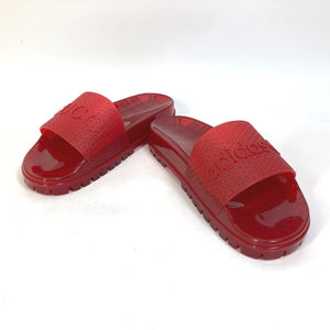 Gucci Sandals 721229 rubber Red logo shoes clear slide Women 9
